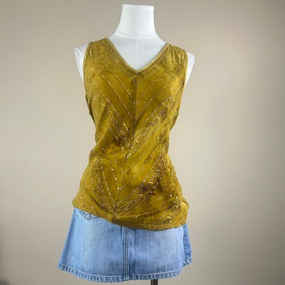 Cato Yellow Sequin Fairy Mermaid Boho Tank - Picture 1 of 4